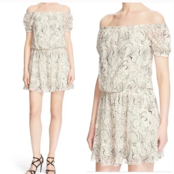 Alice + Olivia Janelle Off the Shoulder Silk and Lace Dress Size 2 $368 retail - Picture 7 of 11